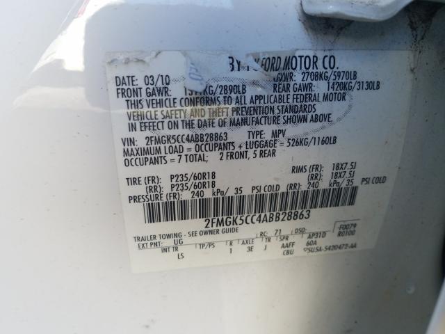 2010 FORD FLEX SEL 2FMGK5CC4ABB28863
