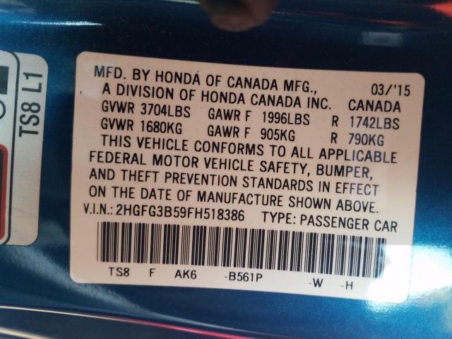 2015 HONDA CIVIC 2HGFG3B59FH518386
