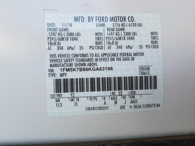 2019 FORD EXPLORER 1FM5K7B86KGA63198