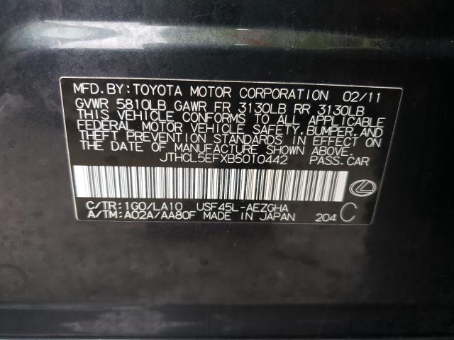 2011 LEXUS LS 460 JTHCL5EFXB5010442