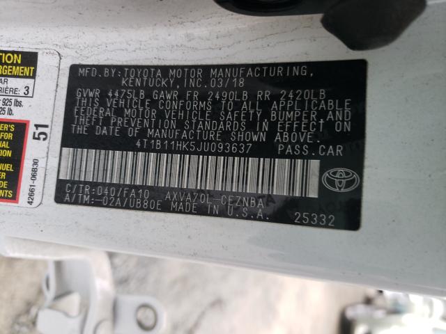 2018 TOYOTA CAMRY 4T1B11HK5JU093637