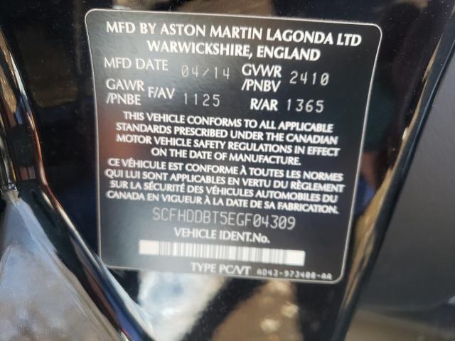 VIN SCFHDDBT5EGF04309 2014 Aston Martin Rapide no.10