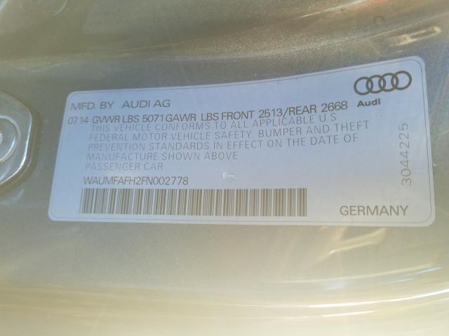 2015 AUDI A5 PREMIUM WAUMFAFH2FN002778