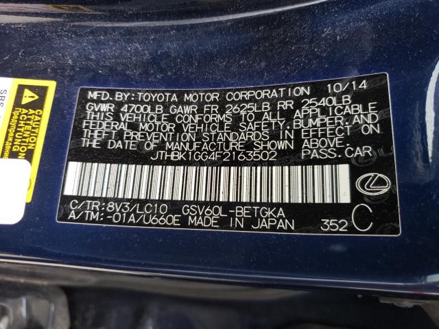2015 LEXUS ES 350 JTHBK1GG4F2163502