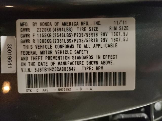 2012 ACURA RDX 5J8TB1H20CA003547