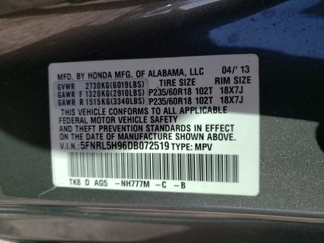2013 HONDA ODYSSEY TO 5FNRL5H96DB072519