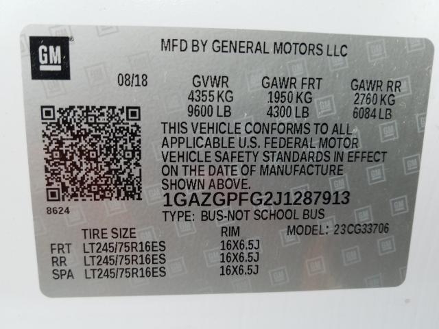 2018 CHEVROLET EXPRESS G3 1GAZGPFG2J1287913