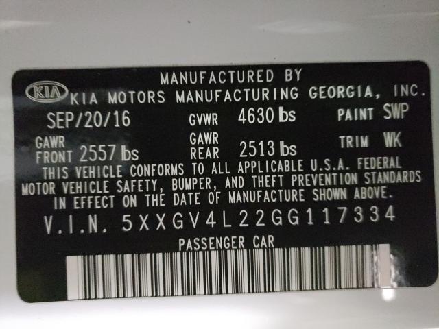 2016 KIA OPTIMA SXL 5XXGV4L22GG117334