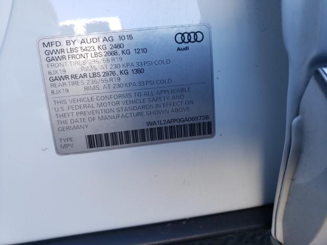 2016 AUDI Q5 PREMIUM WA1L2AFP0GA069738