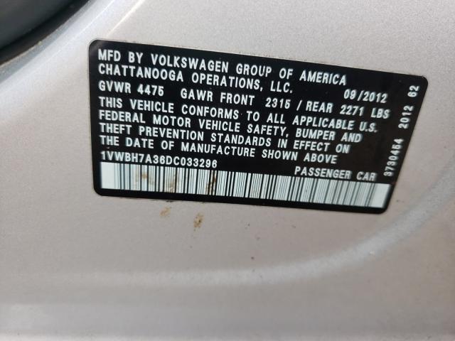 2013 VOLKSWAGEN PASSAT SE 1VWBH7A36DC033296