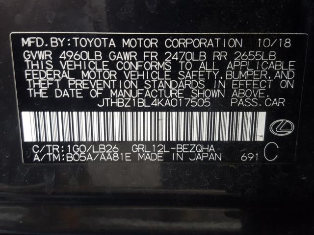 2019 LEXUS GS 350 BAS JTHBZ1BL4KA017505