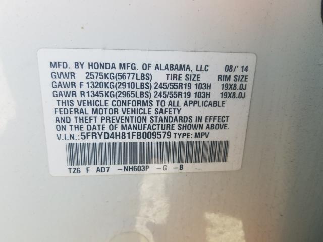 2015 ACURA MDX ADVANC 5FRYD4H81FB009579