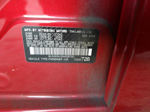 2017 MITSUBISHI MIRAGE ES ML32A3HJ2HH006760