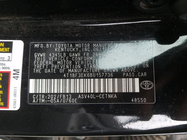 2011 TOYOTA CAMRY BASE 4T1BF3EK6BU157736
