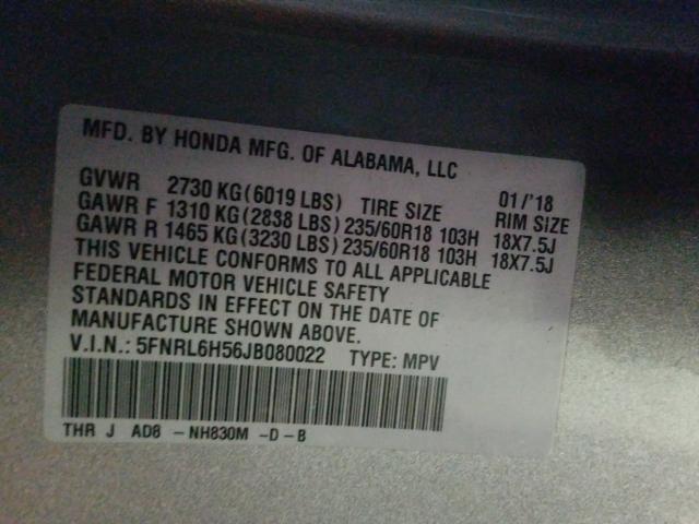 2018 HONDA ODYSSEY EX 5FNRL6H56JB080022