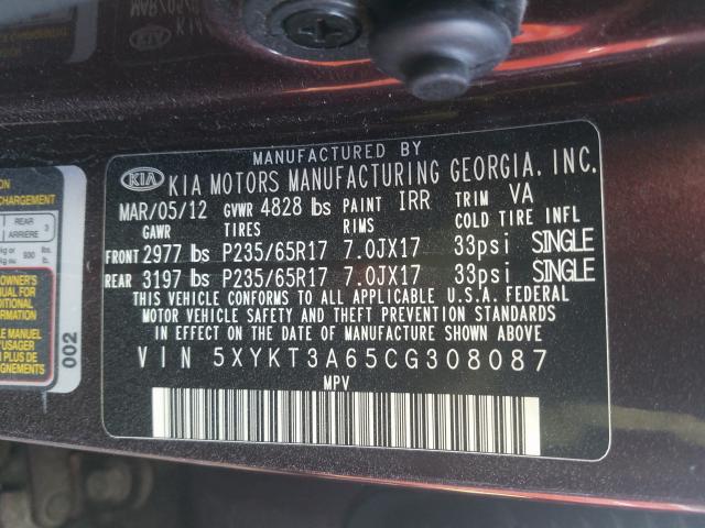 2012 KIA SORENTO BA 5XYKT3A65CG308087