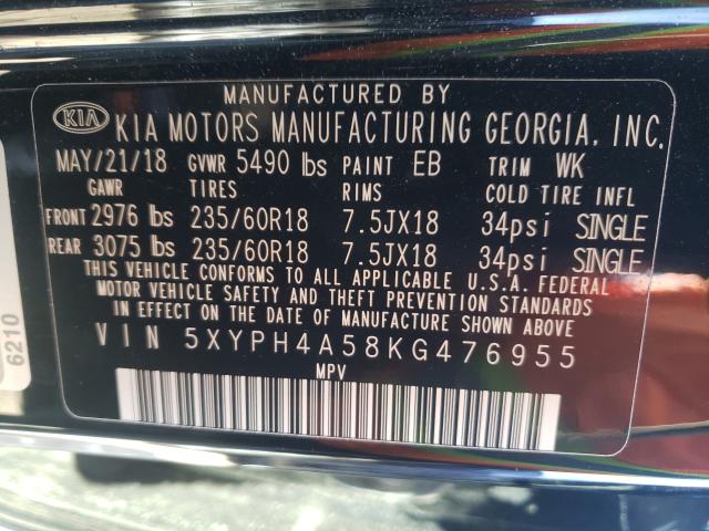 2019 KIA SORENTO EX 5XYPH4A58KG476955