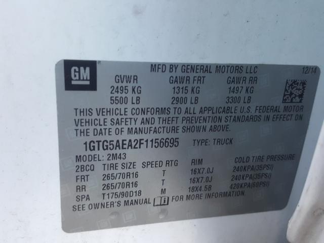 2015 GMC CANYON 1GTG5AEA2F1156695