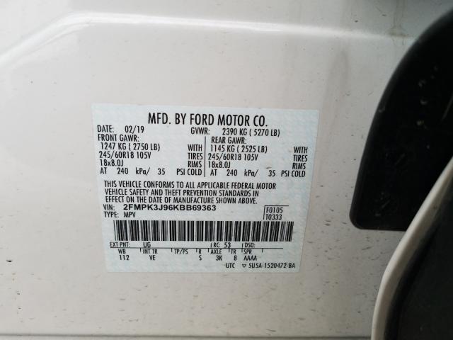 2019 FORD EDGE SEL 2FMPK3J96KBB69363