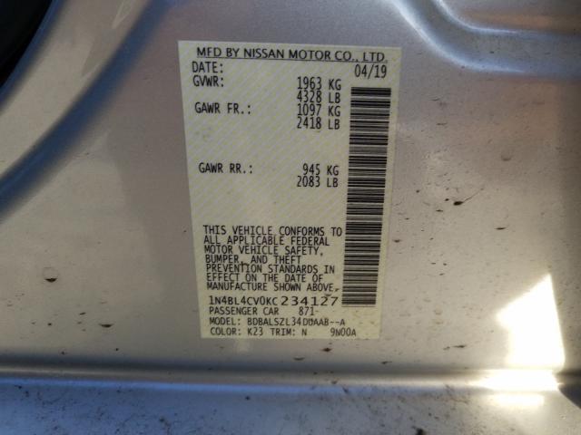 2019 NISSAN ALTIMA SR 1N4BL4CV0KC234127