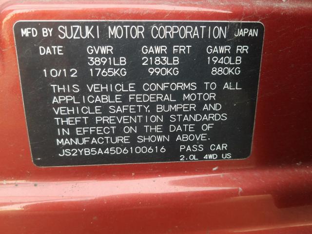 2013 SUZUKI SX4 TECHNO JS2YB5A45D6100616
