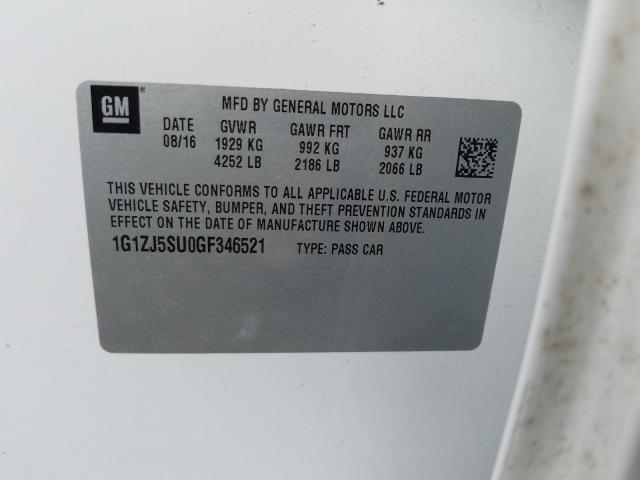 2016 CHEVROLET MALIBU HYB 1G1ZJ5SU0GF346521