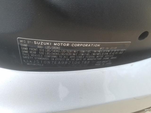 2008 SUZUKI GSX-R600 JS1GN7EA982106788