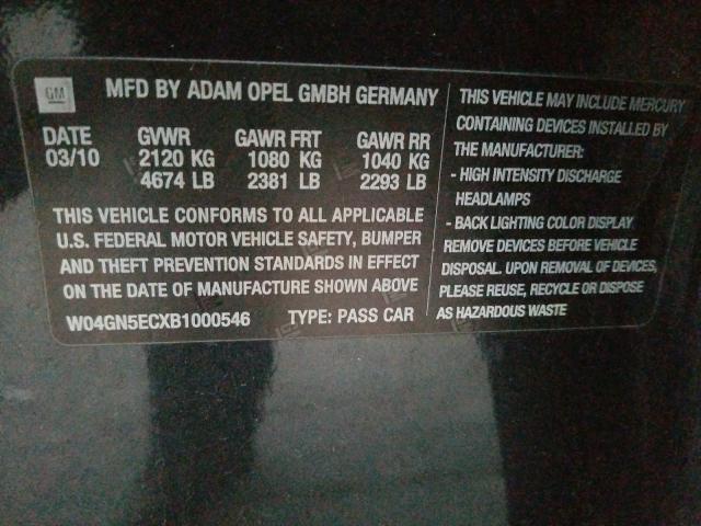 2011 BUICK REGAL CXL W04GN5ECXB1000546