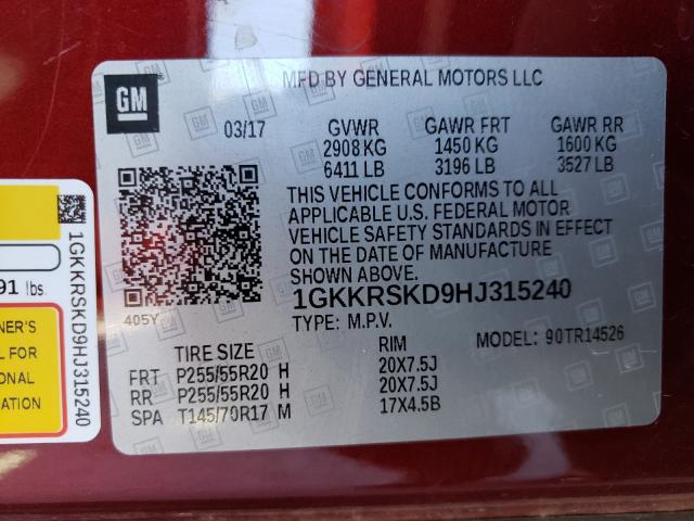 2017 GMC ACADIA LIM 1GKKRSKD9HJ315240