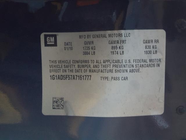 2010 CHEVROLET COBALT 1LT 1G1AD5F57A7161777
