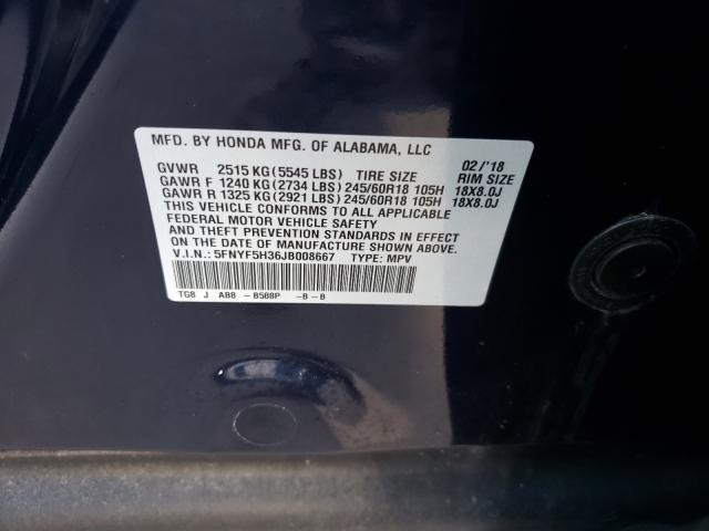 2018 HONDA PILOT EX 5FNYF5H36JB008667