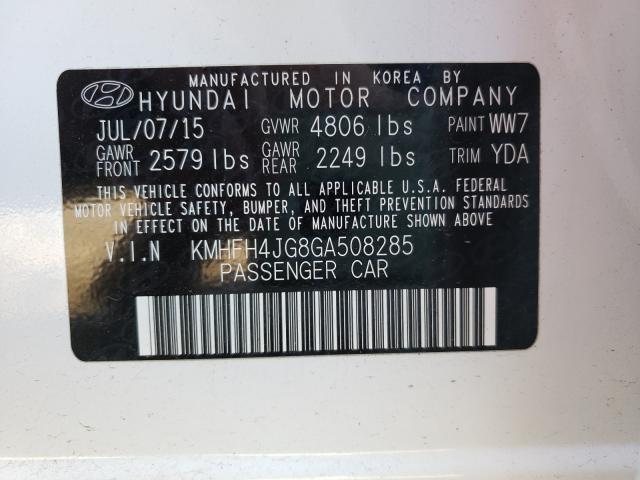 2016 HYUNDAI AZERA LIMI KMHFH4JG8GA508285