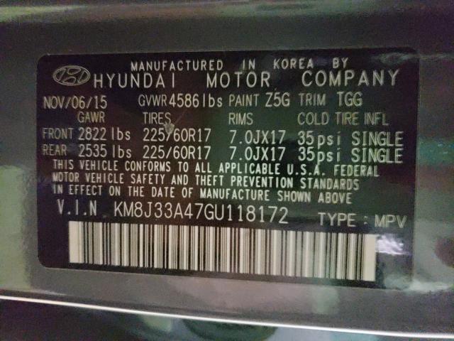 2016 HYUNDAI TUCSON KM8J33A47GU118172
