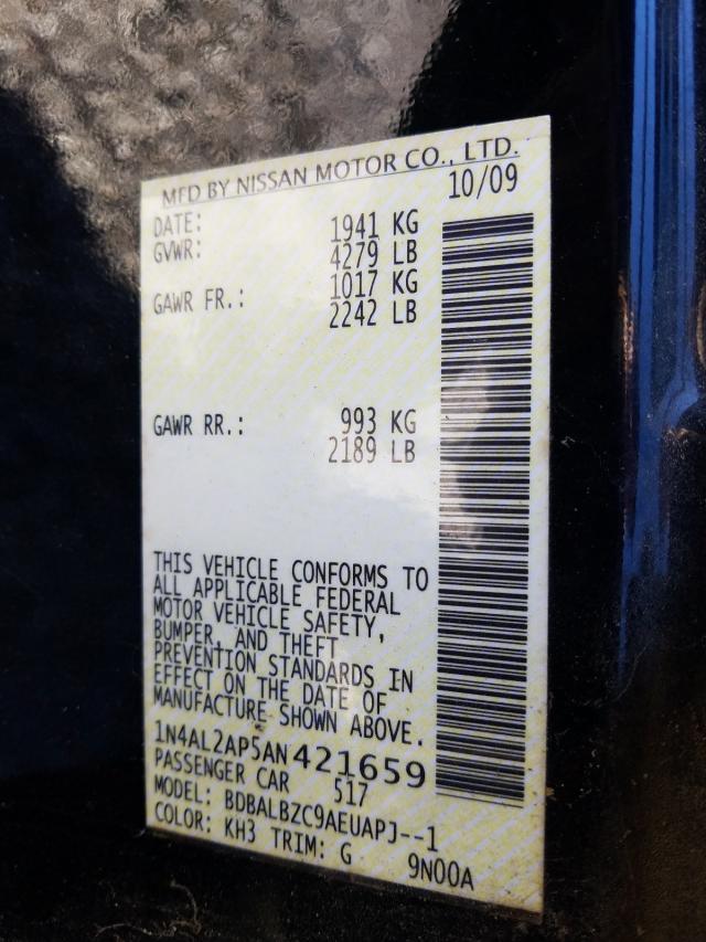 2010 NISSAN ALTIMA BAS 1N4AL2AP5AN421659