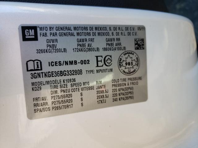 2011 CHEVROLET AVALANCHE 3GNTKGE36BG332808