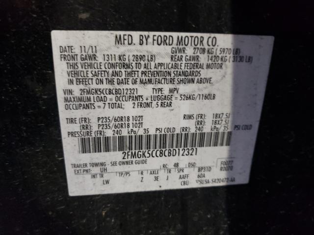 2012 FORD FLEX SEL 2FMGK5CC8CBD12321