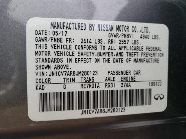2018 INFINITI Q50 PURE JN1CV7AR8JM280123