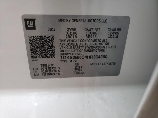 2017 GMC YUKON SLT 1GKS2BKC4HR364360