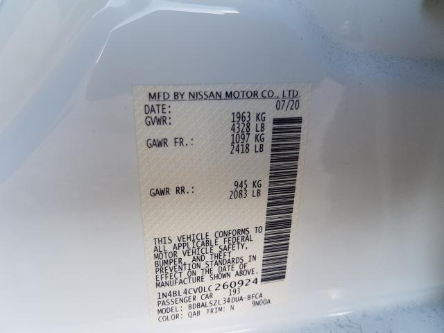 2020 NISSAN ALTIMA SR 1N4BL4CV0LC260924