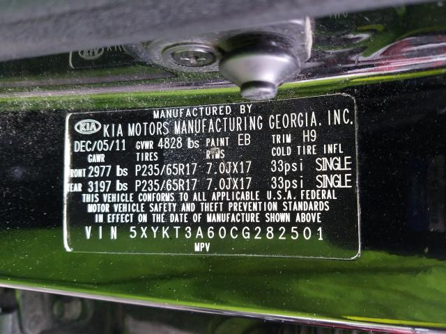2012 KIA SORENTO BA 5XYKT3A60CG282501