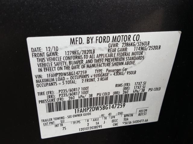2011 FORD TAURUS SE 1FAHP2DW5BG147259