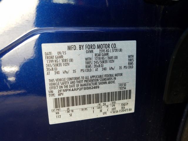 2015 FORD EDGE SPORT 2FMPK4AP2FBB82489