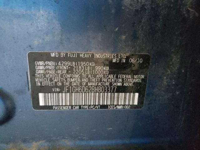 2011 SUBARU IMPREZA OU JF1GH6D62BH803377