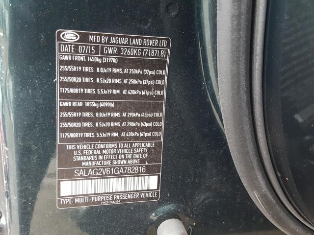 2016 LAND ROVER LR4 HSE SALAG2V61GA782816