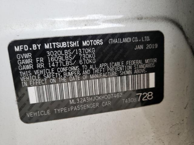 2019 MITSUBISHI MIRAGE ES ML32A3HJ0KH007462