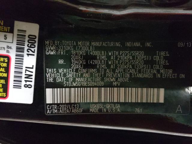 5TDJW5G19ES094009 Toyota Sequoia 2014. Фото: 9