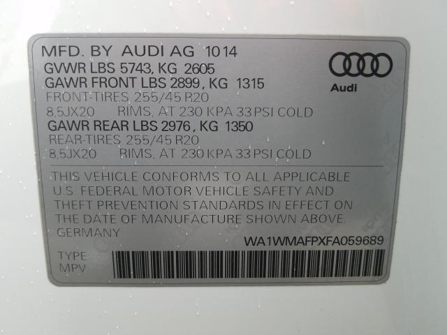 2015 AUDI Q5 PRESTIG WA1WMAFPXFA059689