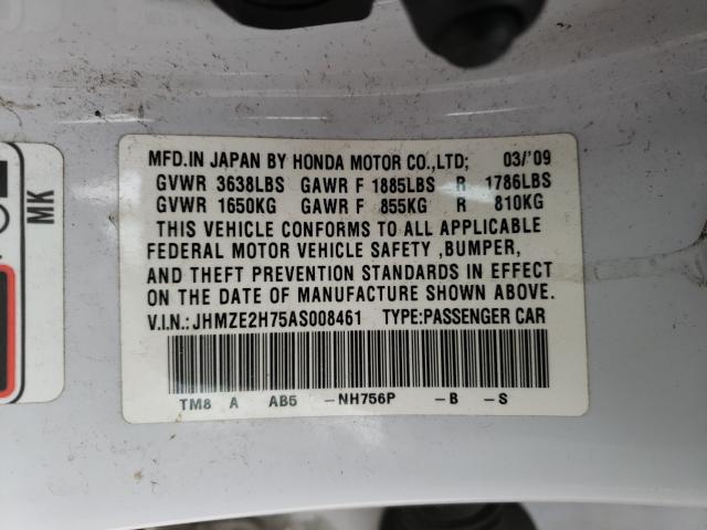 2010 HONDA INSIGHT EX JHMZE2H75AS008461