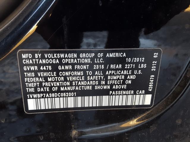 2013 VOLKSWAGEN PASSAT SE 1VWBP7A38DC052001