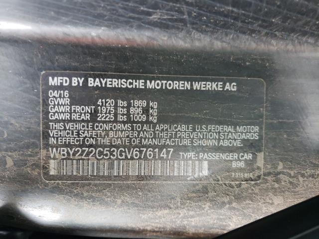 VIN WBY2Z2C53GV676147 2016 BMW I8 no.10